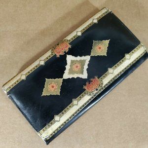 Vtg Rosenfeld Gilded Leather Wallet West Germany Accordion Fold MCM Geometric